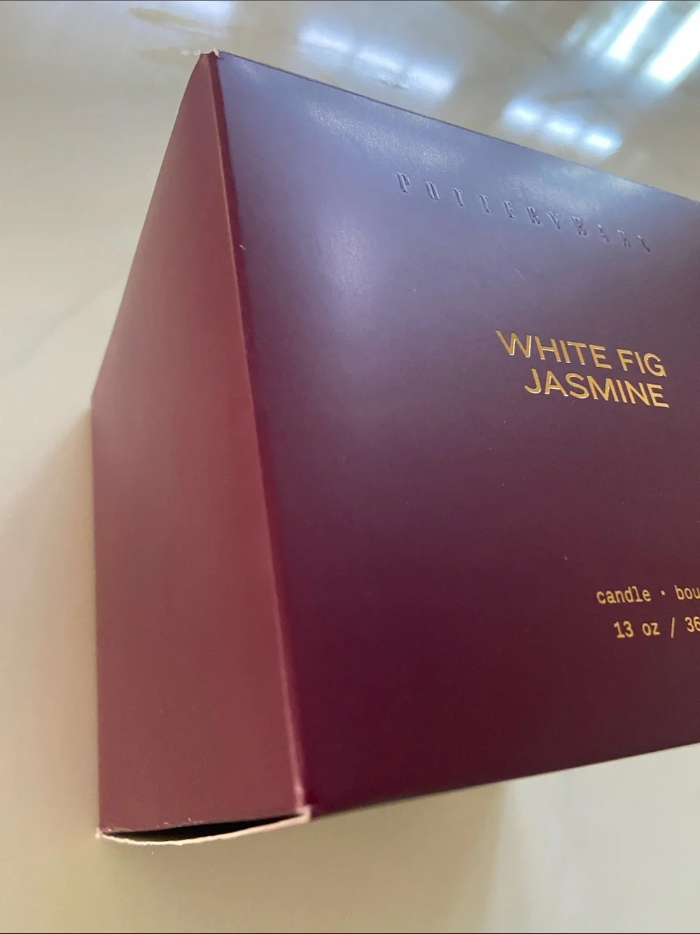 Pottery Barn White Fig Jasmine Candle - Deep Plum